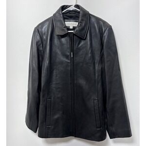 Liz Claiborne womens black leather jacket size XL